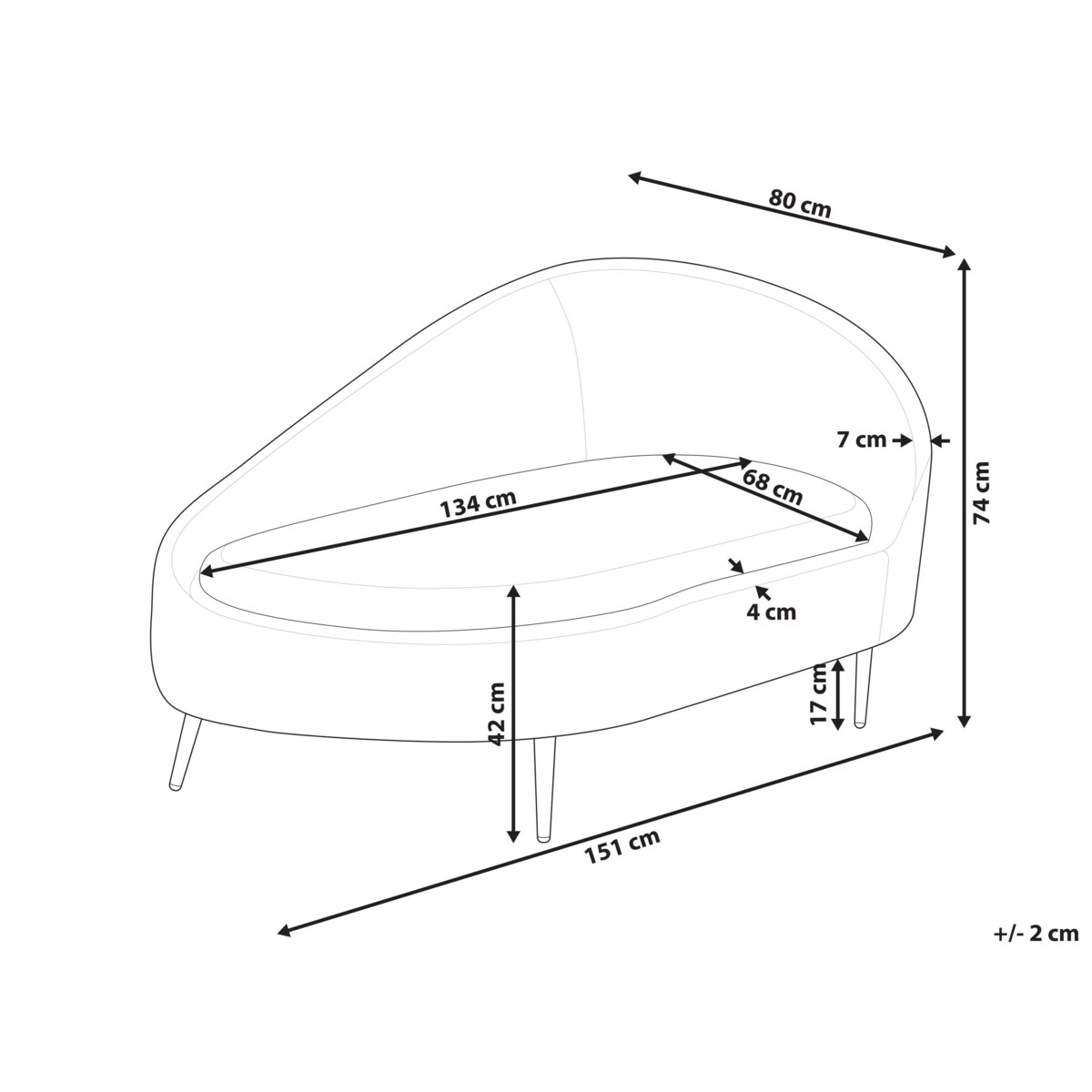 Szezlong prawostronny pomarańczowy VALREAS
