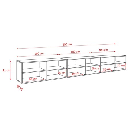 Szafka RTV NOELI 300 cm zamknięta do salonu, ryflowana- biała