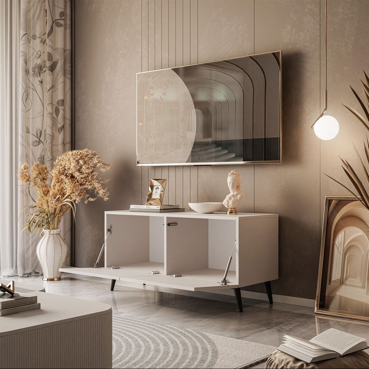 Szafka RTV COLGANTE KASZMIR 100 cm czarne nogi