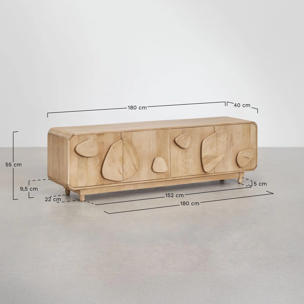Szafka RTV z drewna mango Joel 180x40 cm