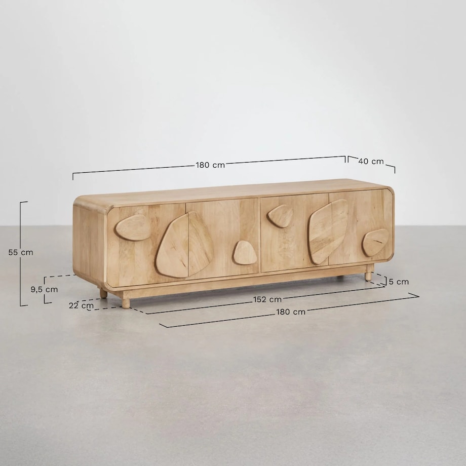 Szafka RTV z drewna mango Joel 180x40 cm