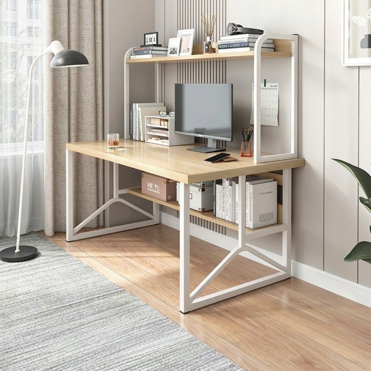 Biurko komputerowe jasny dąb laptop stolik gamingowe nowoczesne loft 120 cm