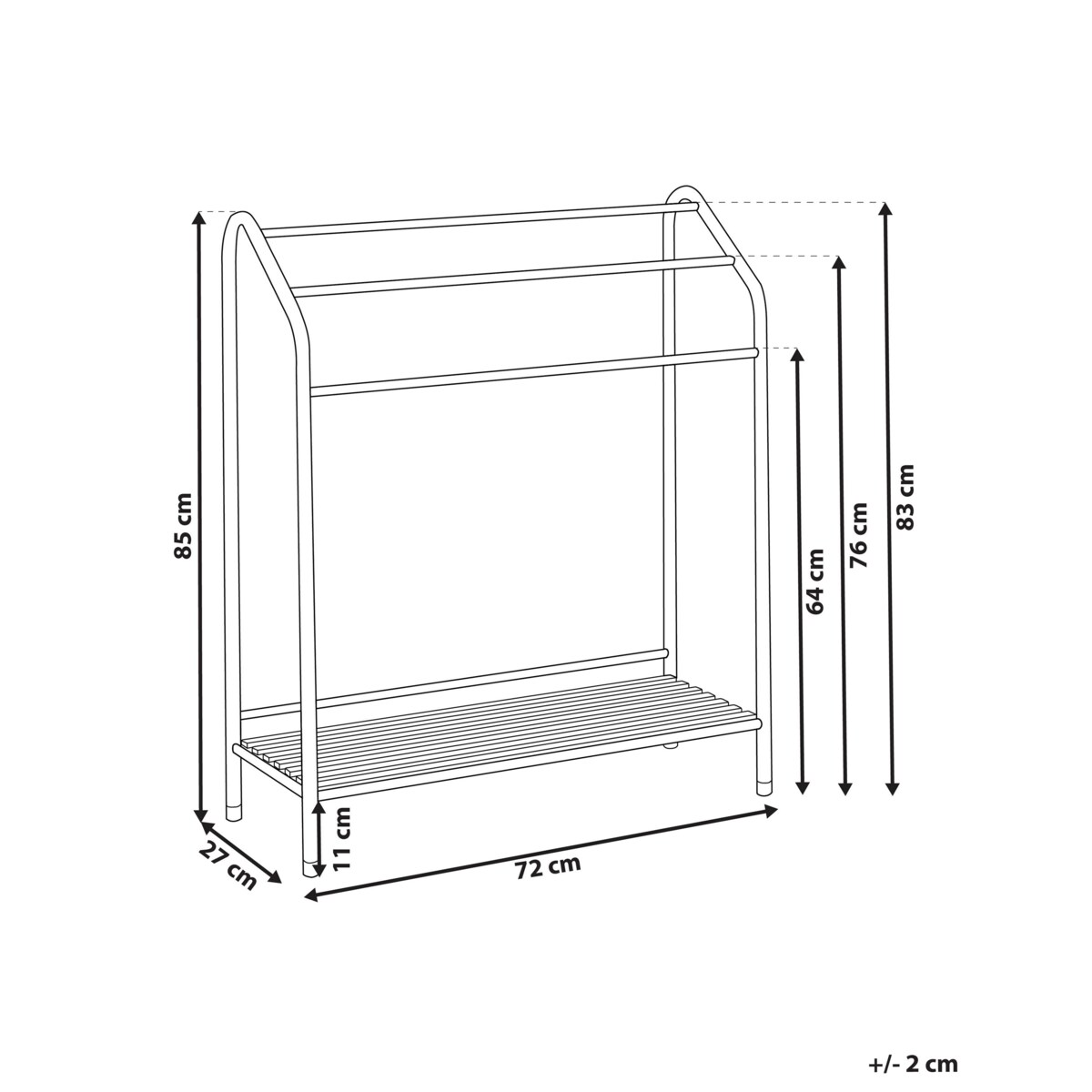 Stojak na ręczniki z półką 72 x 85 cm srebrny z ciemnym drewnem MURIVA