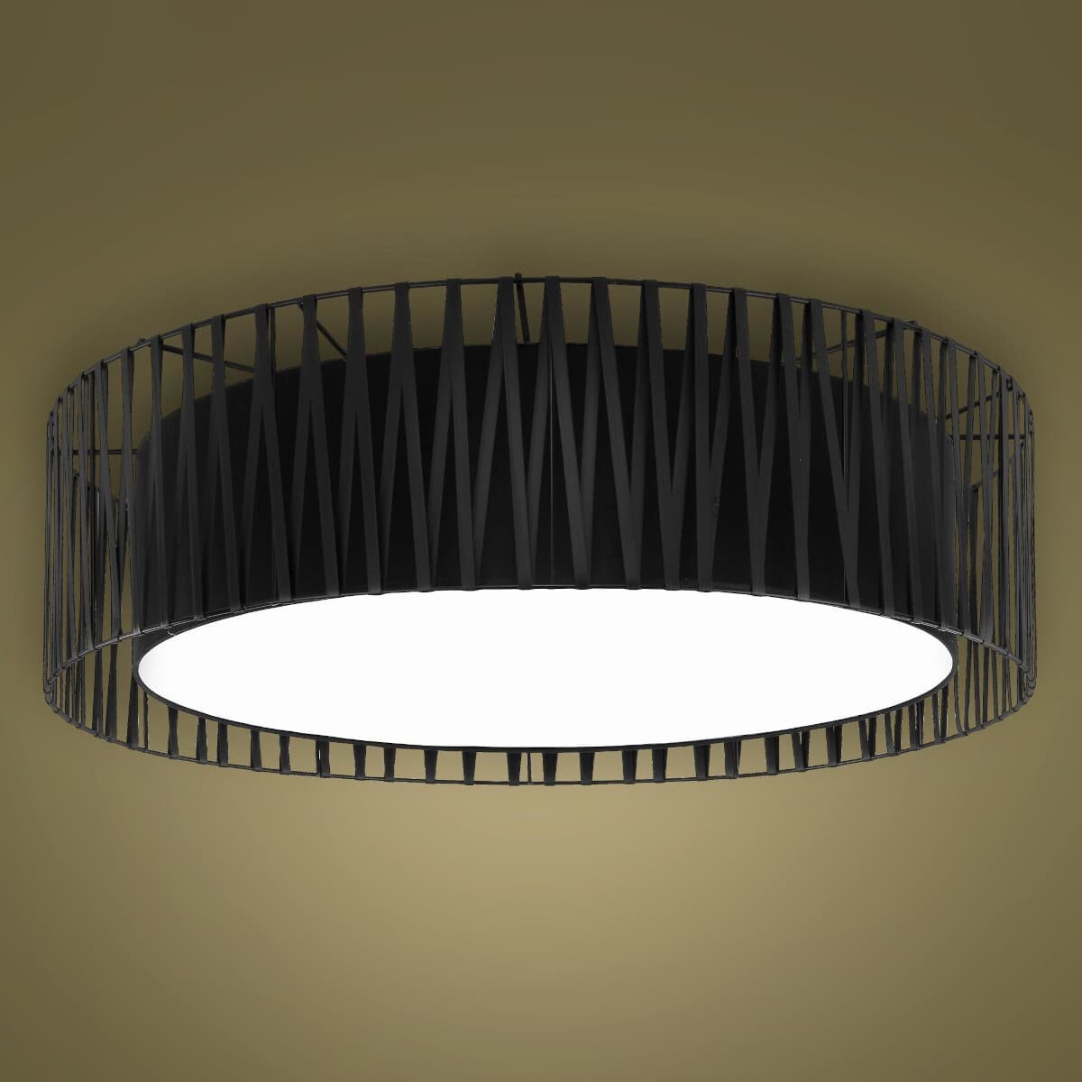 Okrągły plafon geometryczny Harmony 1658 TK Lighting z tkaniny czarny biały