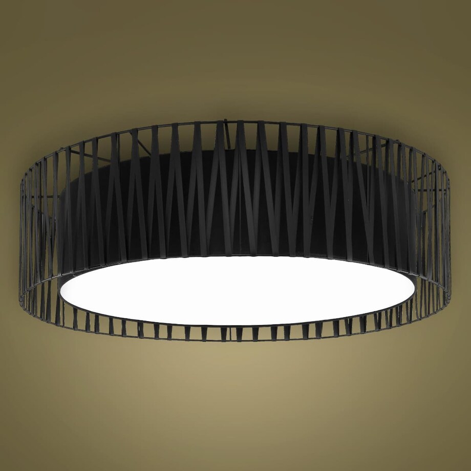 Okrągły plafon geometryczny Harmony 1658 TK Lighting z tkaniny czarny biały