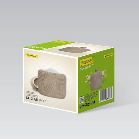 Cukiernica ceramiczna z łyżeczką cukierniczka pojemnik cukier Geometry Beige MAESTRO