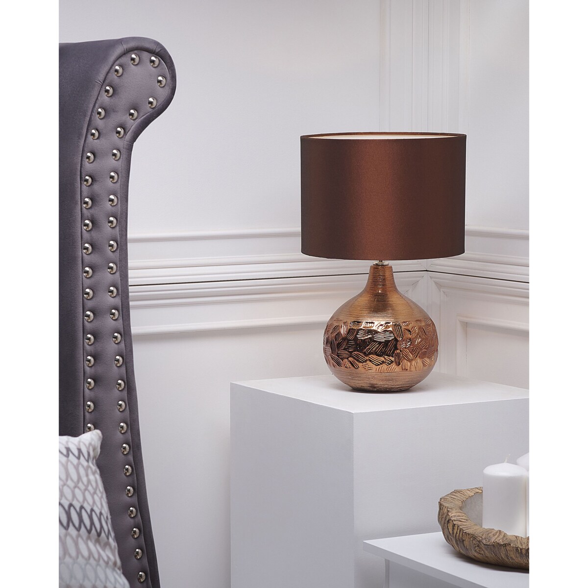 Lampka nocna porcelanowa brązowa YAKIMA
