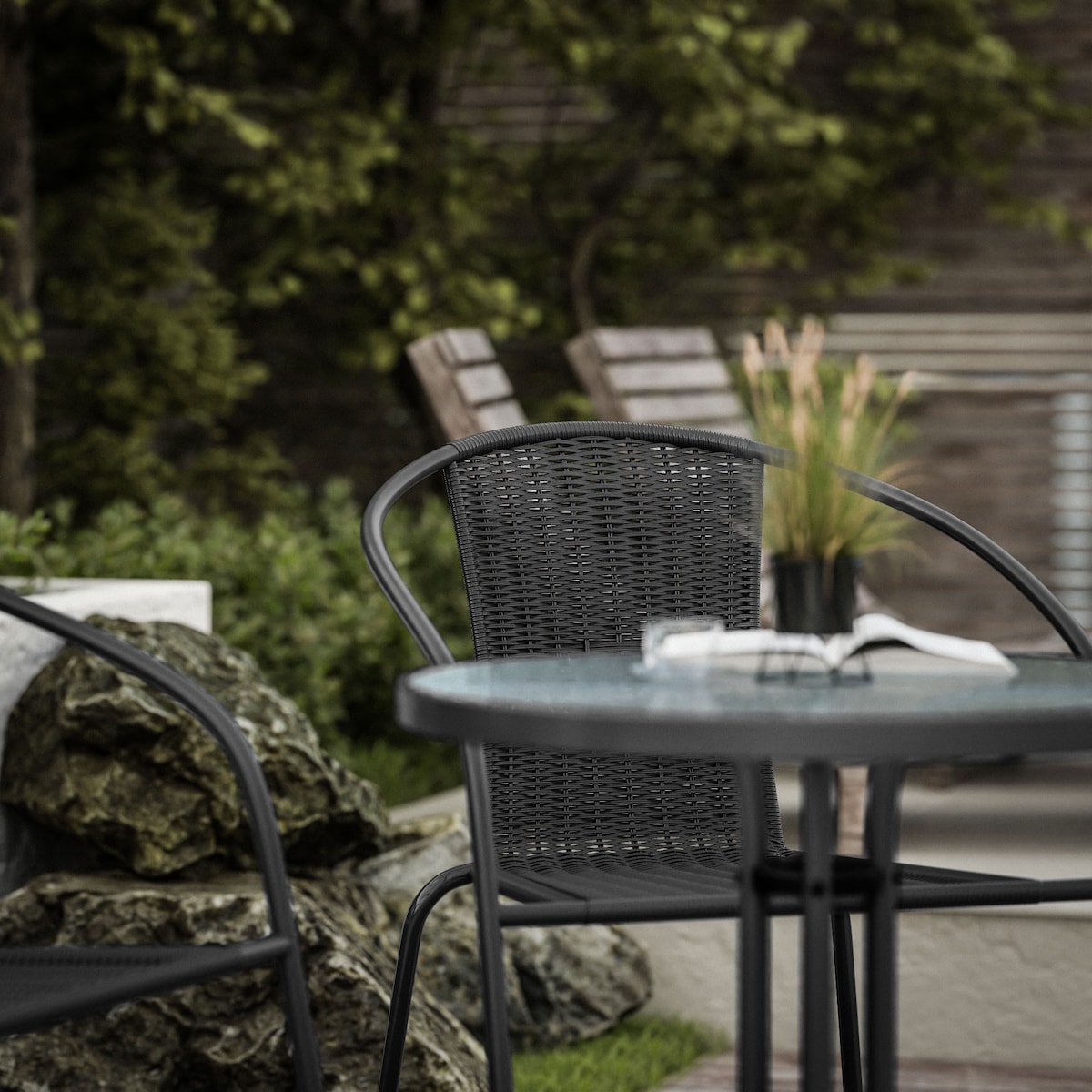 Zestaw mebli ogrodowych z technorattanu SIDE szary