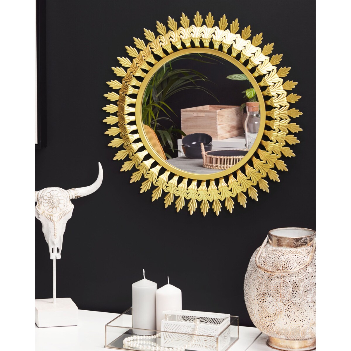 Lustro ścienne VOREY 60 cm 60 cm Metal Złoty
