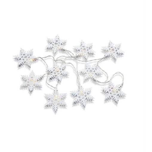 Łańcuch śnieżynki dekoracja choinki 1,35m 10 LED 0,6W biała