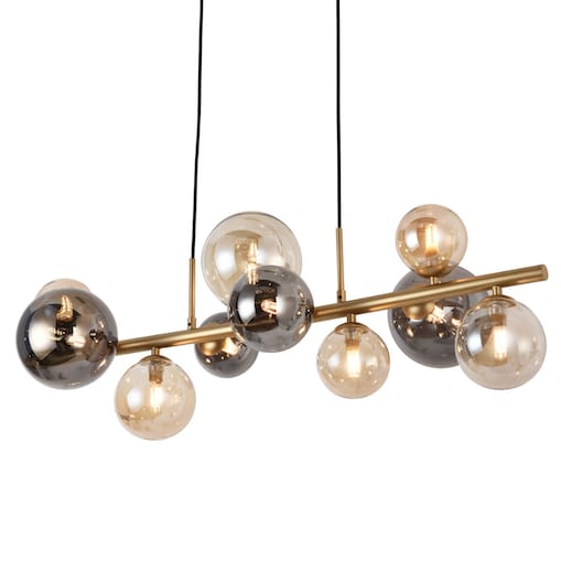 Molekułowa lampa wisząca Villa MD5918-10-EGN Zumaline nad stół szkło złoty bursztynowy szary