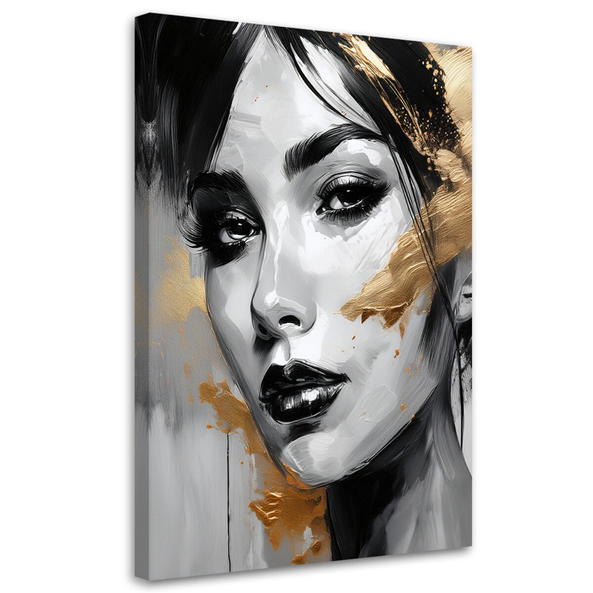 Feeby Obraz na płótnie, Kobieta Portret Złote Akcenty 70x100