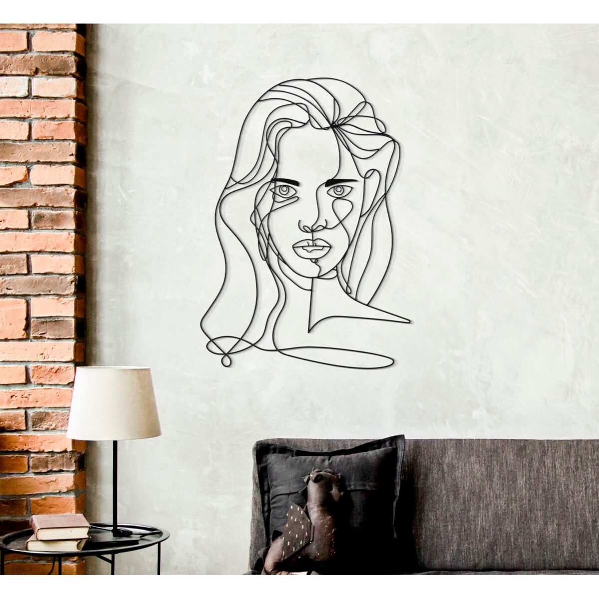 Dekoracja ścienna Face, kolor czarny, żelazo, 57,5 x 80 cm, motyw: twarz, do salonu i przedpokoju, Mauro Ferretti