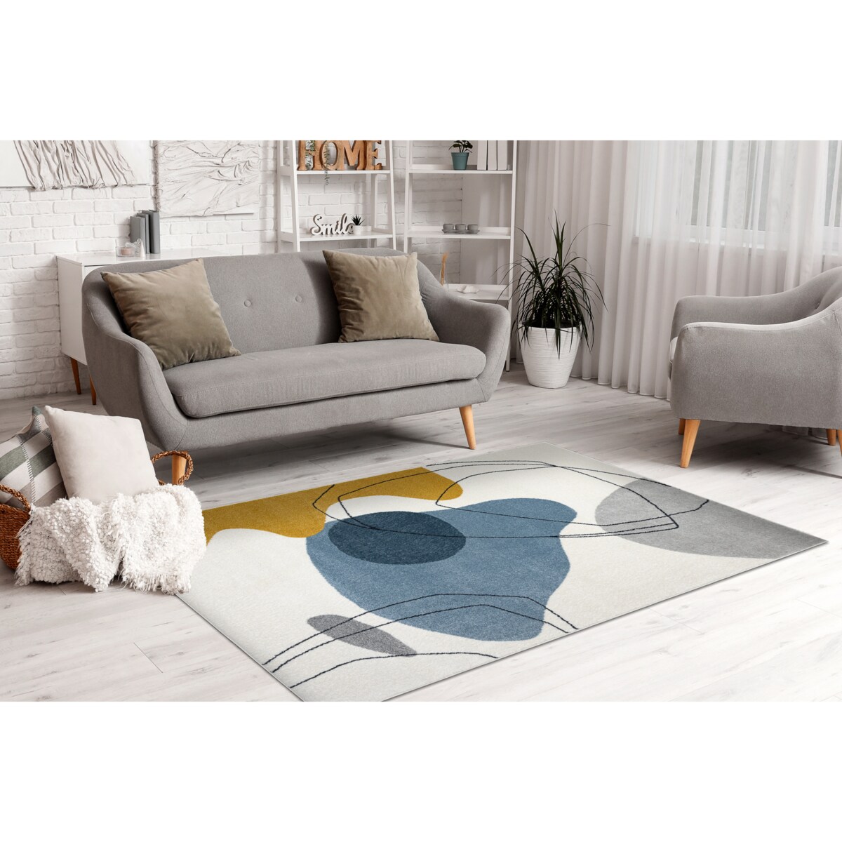 Dywan FUSION 7158 biały / żółty / 240x330 cm