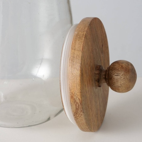 Szklany słoik VARUD z pokrywką z drewna mango, Ø 12 cm