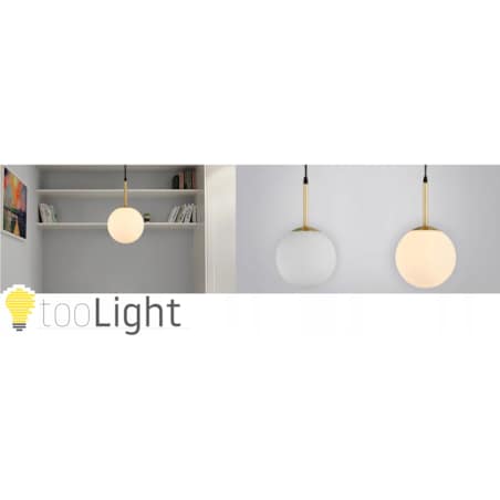 Lampa Wisząca Sufitowa Szklana Biała Mleczna Gold