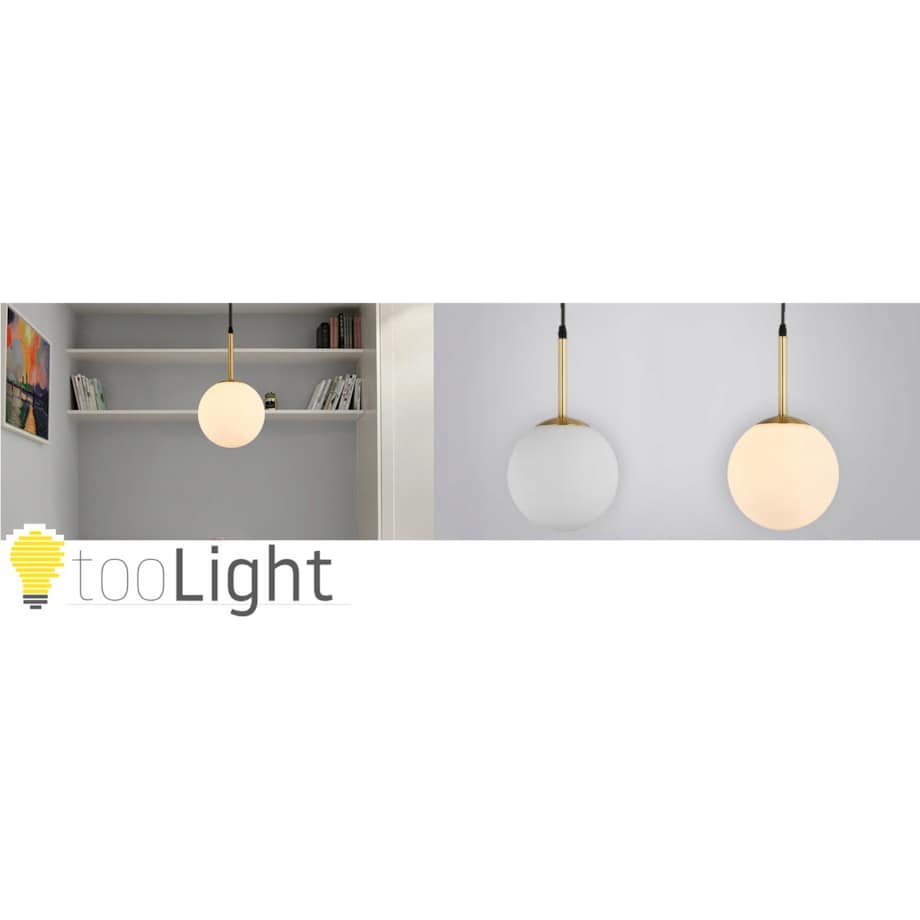 Lampa Wisząca Sufitowa Szklana Biała Mleczna Gold