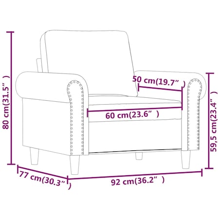 vidaXL Fotel, różowy, 60 cm, obity aksamitem