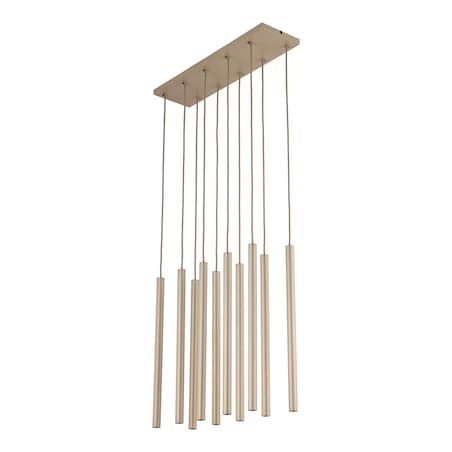 Lampa Wisząca Tk Lighting Ferro Na Listwie Beżowa Szampański Ryflowana Metalowa Tuba Sopel Rurka 10X G9