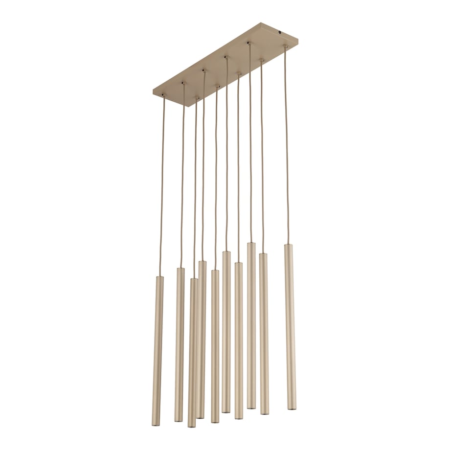 Lampa Wisząca Tk Lighting Ferro Na Listwie Beżowa Szampański Ryflowana Metalowa Tuba Sopel Rurka 10X G9