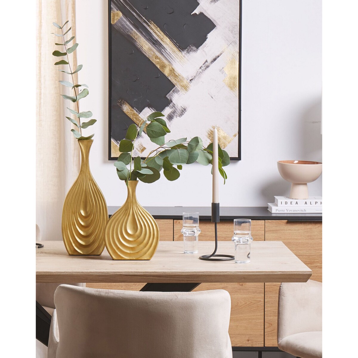 Wazon dekoracyjny ceramiczny 25 cm złoty THAPSUS