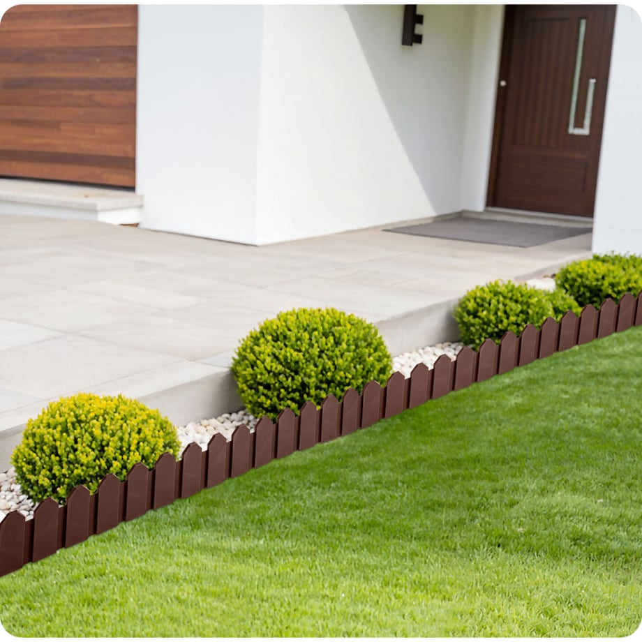 Palisada ogrodowa obrzeże ogrodowe trawnikowe brązowe Plonos tworzywo płotek 240 cm
