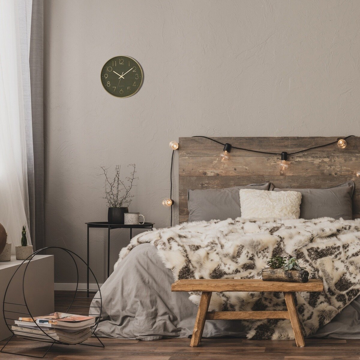 Zegar ścienny do sypialni, pokoju dziecięcego z cichym mechanizmem, Ø 30 cm