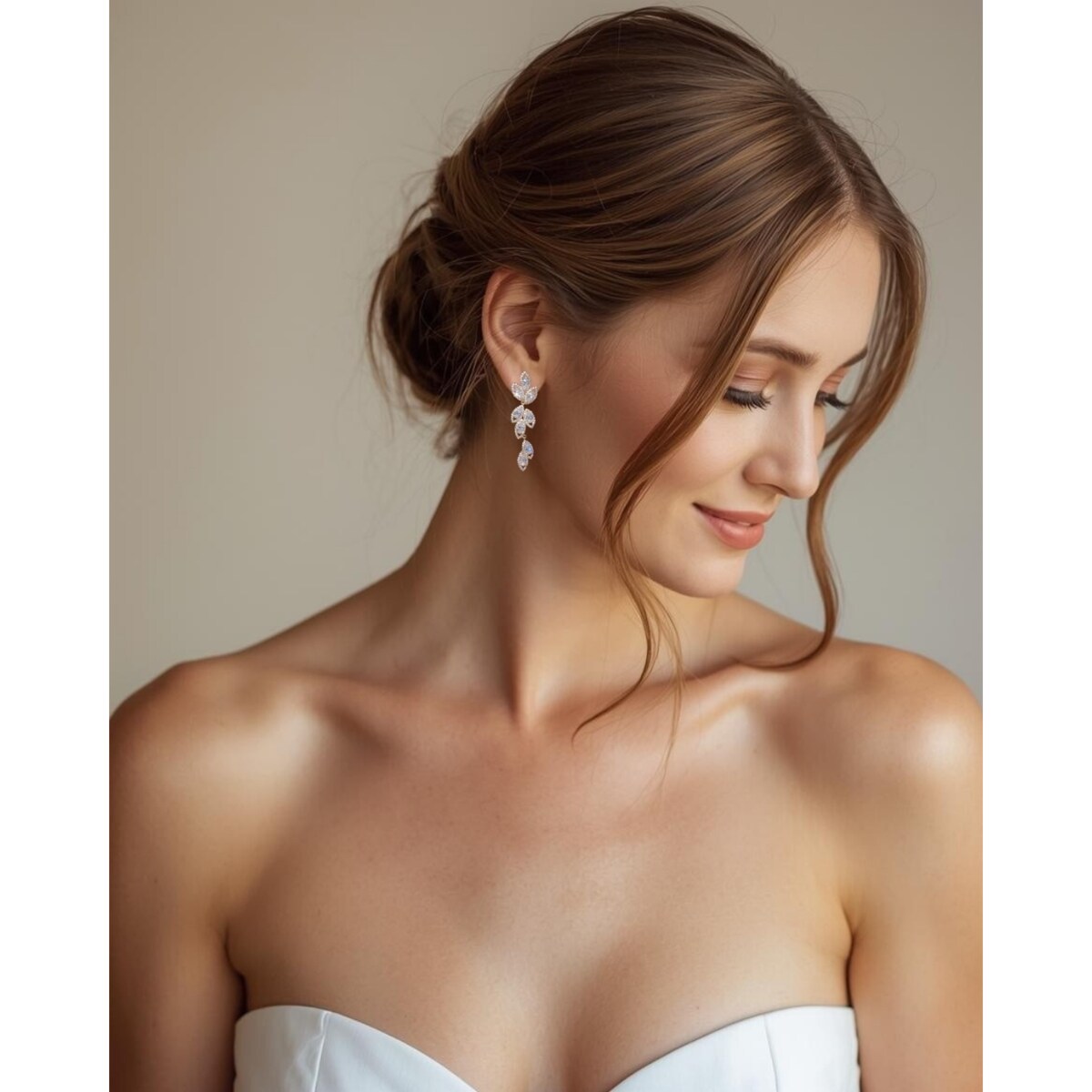 Kolczyki ZŁOTE Listki Cyrkonie SZTYFTY Ślubne BOHO Wiszące eleganckie