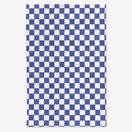 Lniany ręcznik kuchenny - niebieska krata