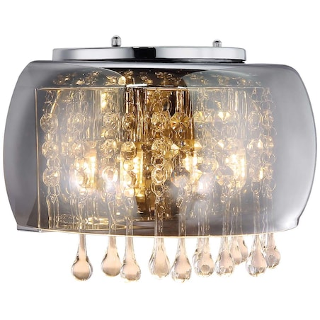 Ścienna LAMPA glamour KALLA 15809W Globo szklana OPRAWA kinkiet z kryształkami przezroczysty przydymiony chromowany