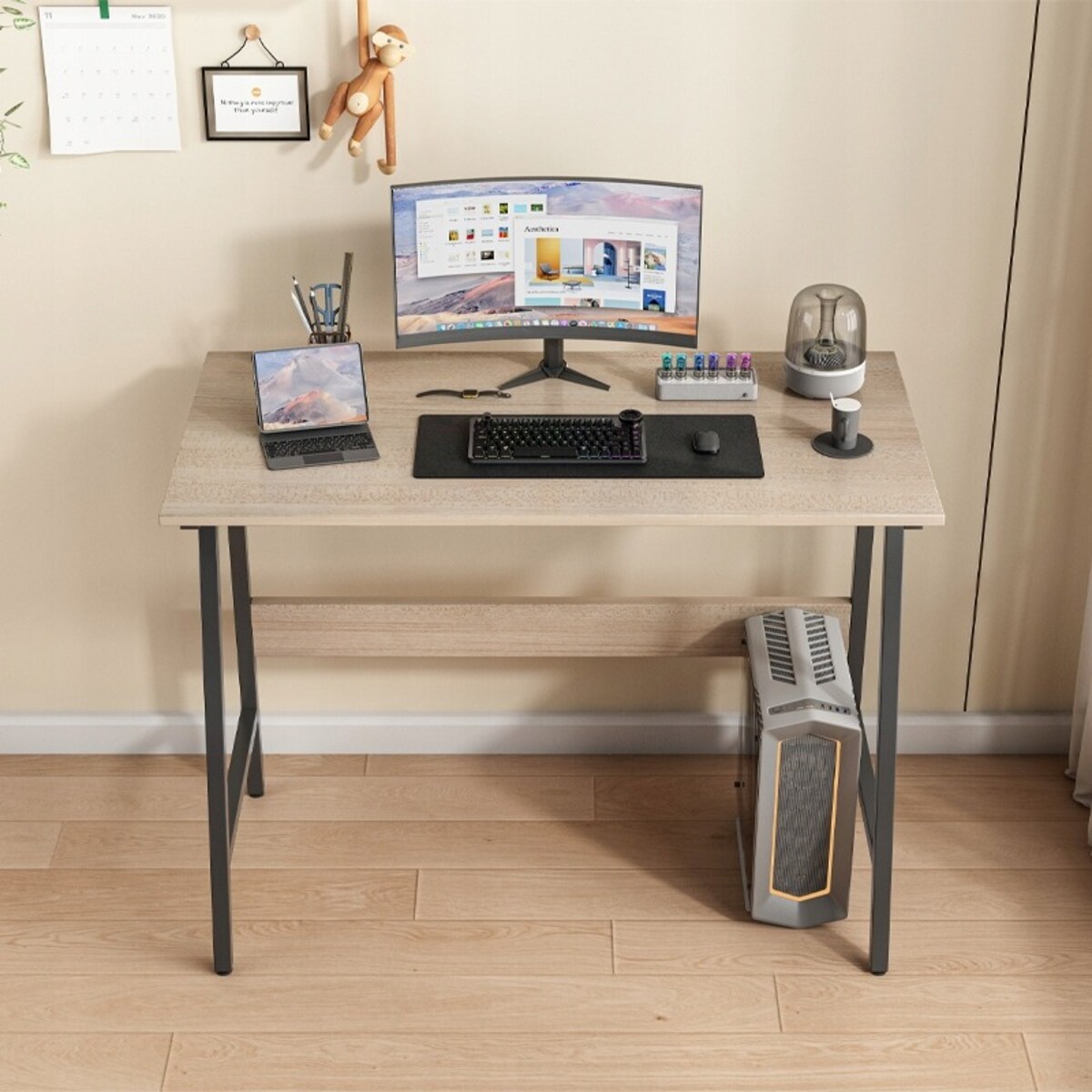 Biurko Komputerowe Loft Industrialne Nowoczesne Szkolne Jasny Dąb 100 Cm