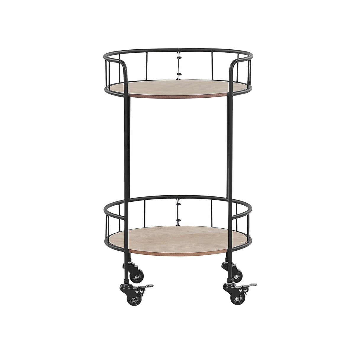 Metalowy wózek kuchenny 2-poziomowy jasne drewno z czarnym HIKO