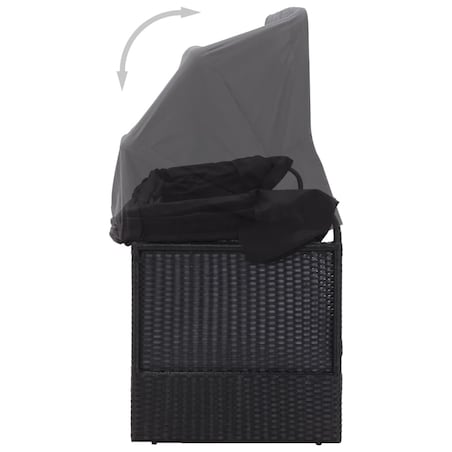 vidaXL Sofa ogrodowa z zadaszeniem, polirattan, czarna