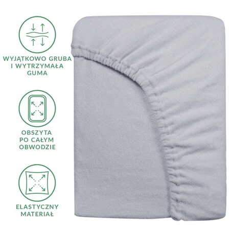 Prześcieradło z bawełny frotte z gumką 180x200 kolor popiel