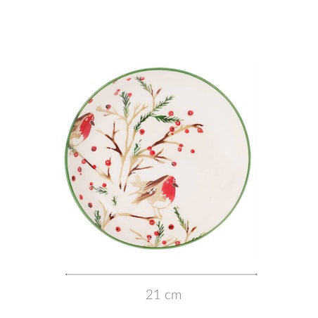 Świąteczny talerz głęboki z kamionki, Ø 21 cm