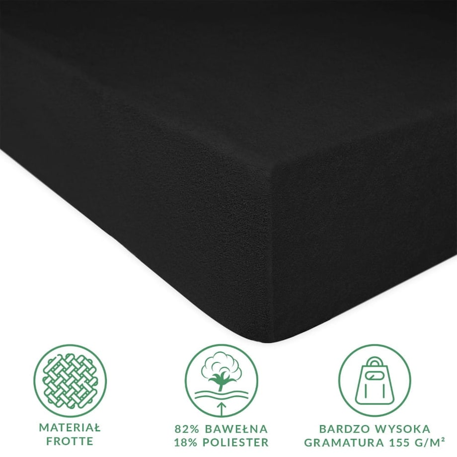 Prześcieradło frotte z gumką 120x200 kolor czarny