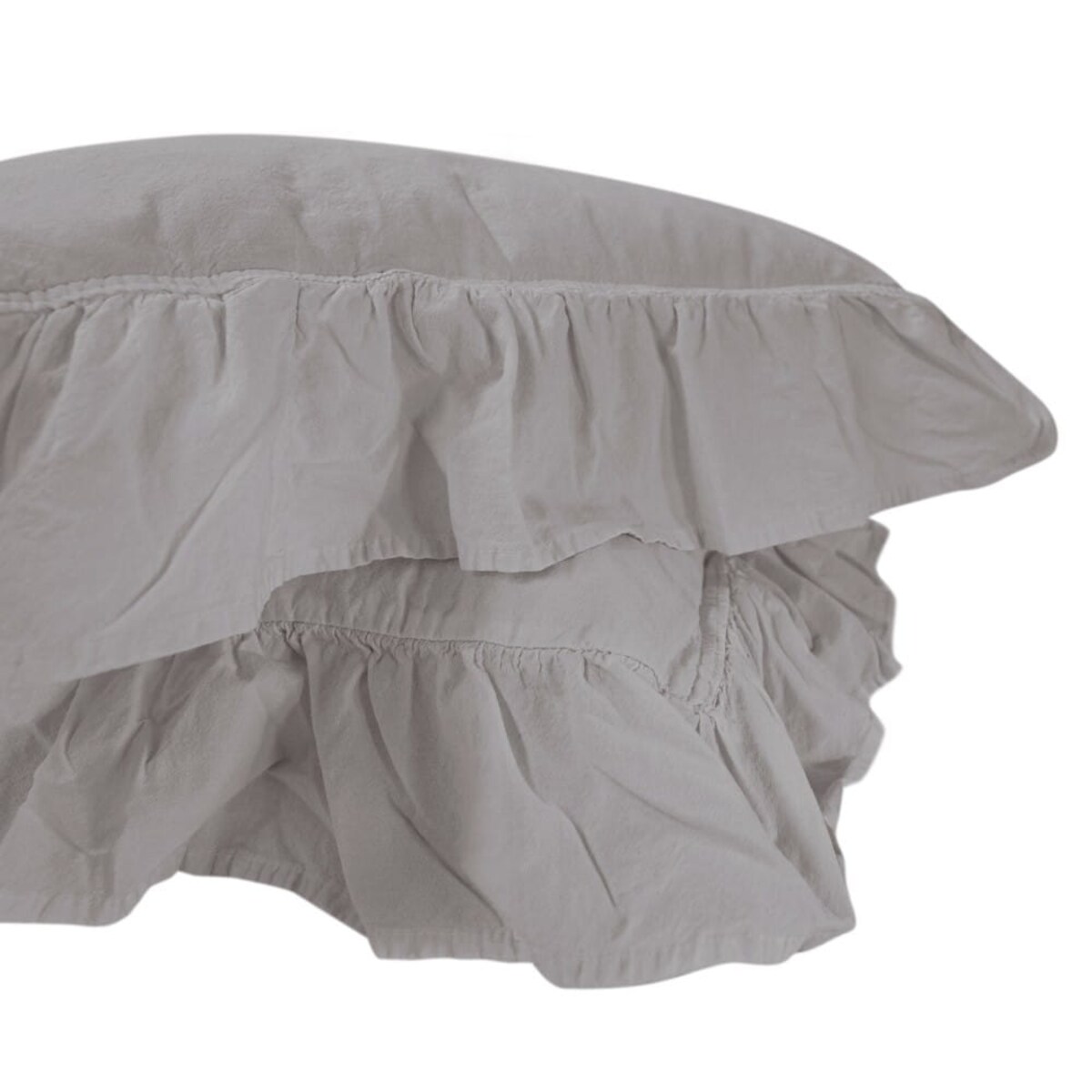 Pościel bawełniana 160x200 z falbanką Stonewashed Exclusive, Opal Grey