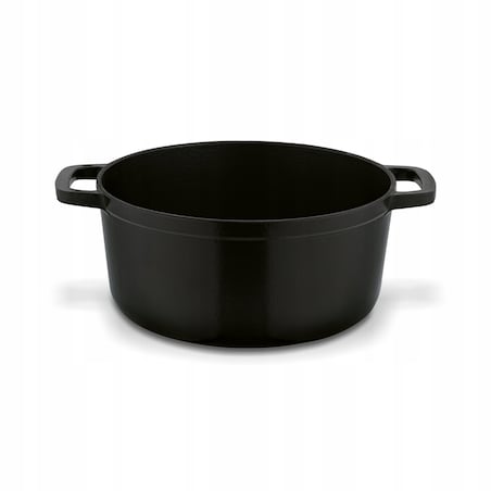 Gęsiarka żeliwna emaliowana brytfanna garnek 5 L okrągła czarna na święta