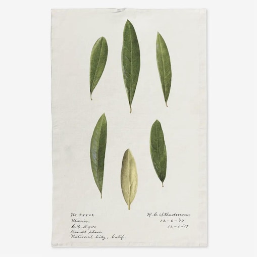 Lniany ręcznik kuchenny - liście