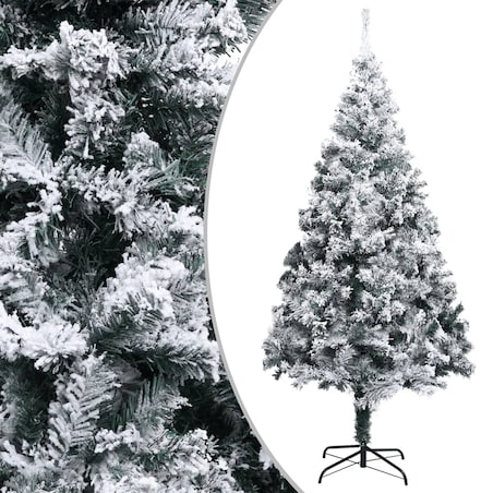 vidaXL Sztuczna choinka, flokowana śniegiem, zielona, 300 cm, PVC
