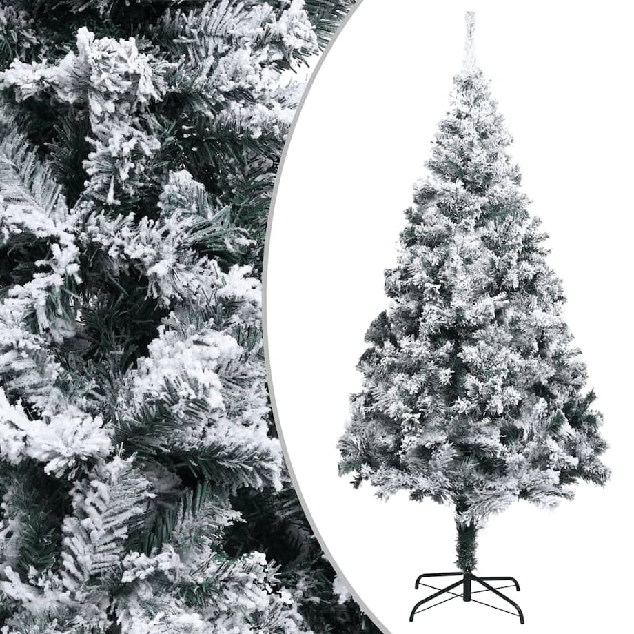 vidaXL Sztuczna choinka, flokowana śniegiem, zielona, 300 cm, PVC