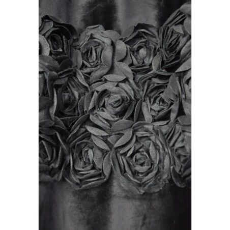 Zasłona welurowa "royal roses" z wyszywanymi różami 140x250 cm przelotka | stalowy