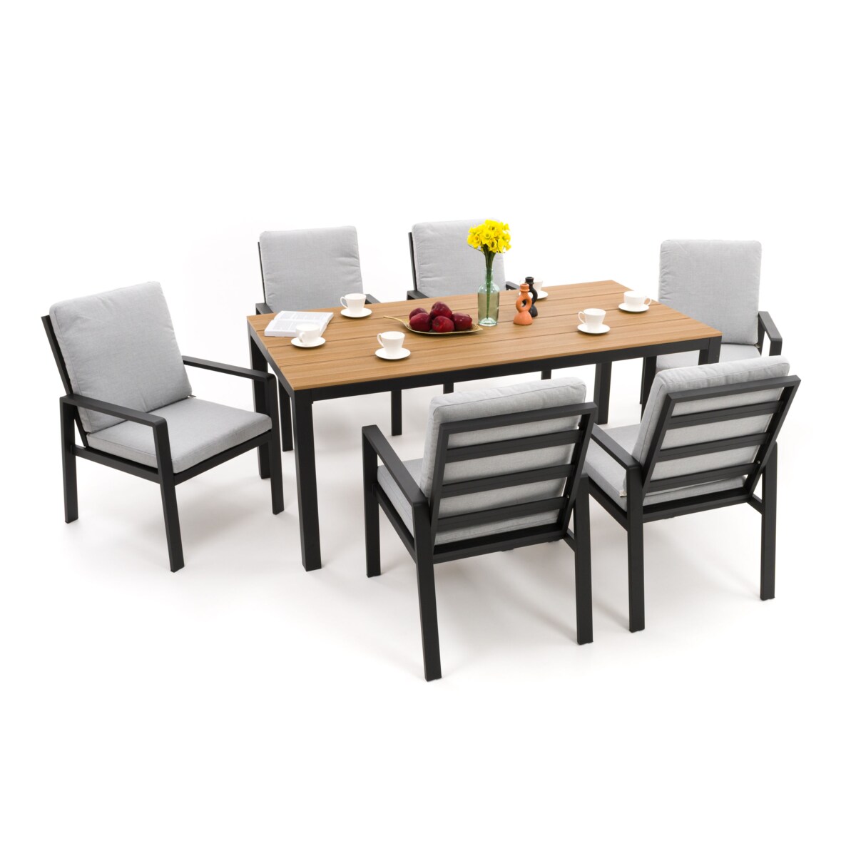 Zestaw mebli ogrodowych aluminiowe nowoczesne ATOL grafitowo szare