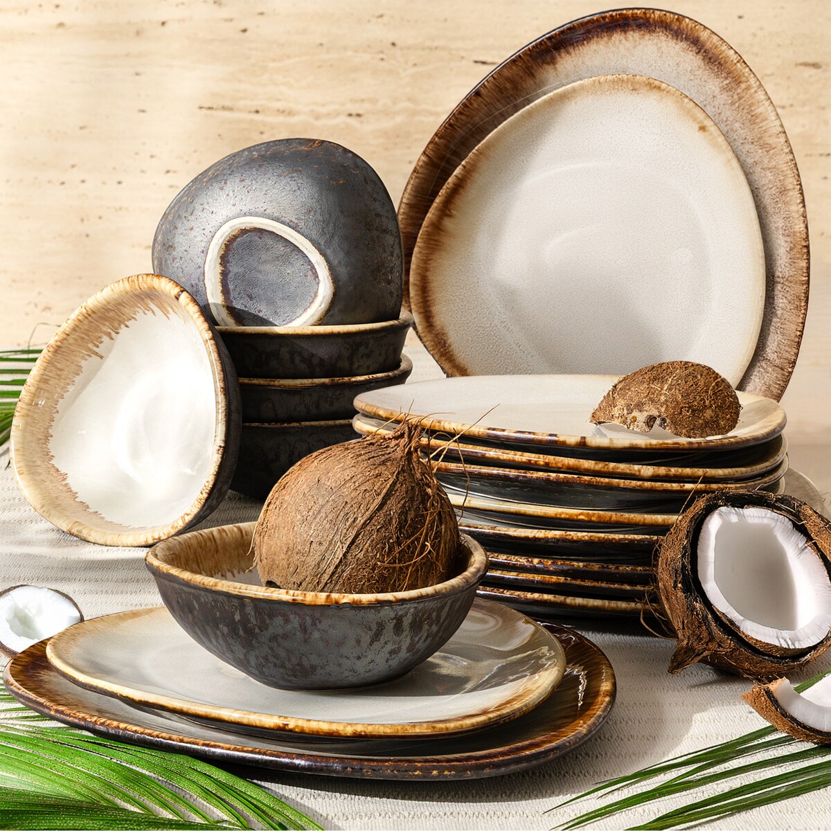 Konsimo PRIMA Zestaw obiadowy 6os. (18 el.), jasnobeżowy