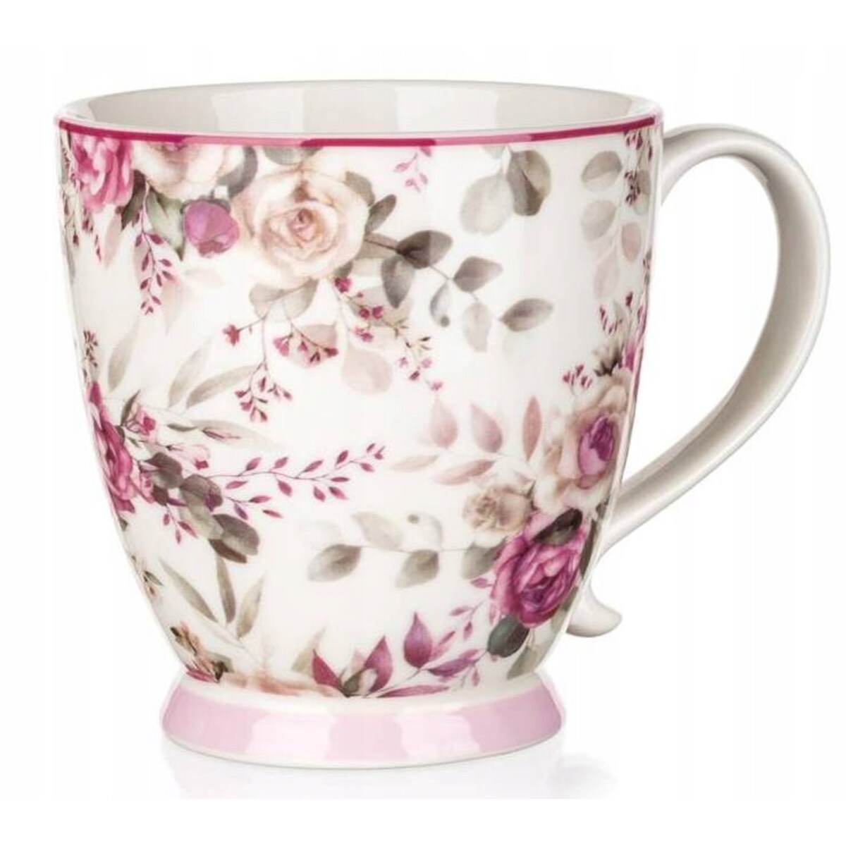 KUBEK FILIŻANKA duża 460 ml ROSE róże banquet ceramika na kawę herbatę 1x