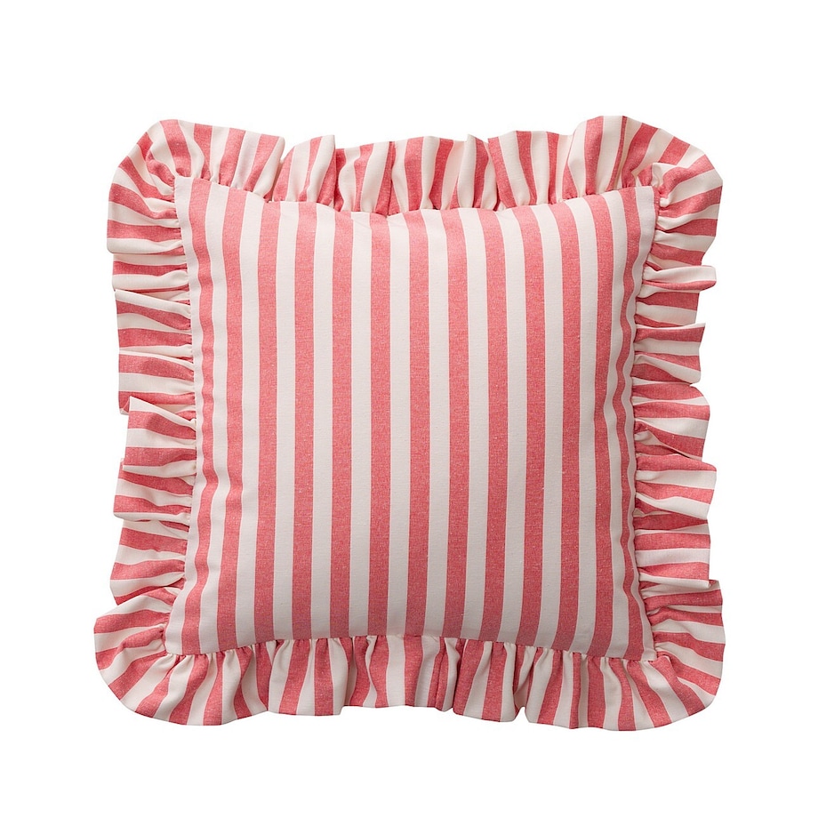 Poszewka Paula z falbaną 45x45 czerwono-białe pasy (1,5cm)