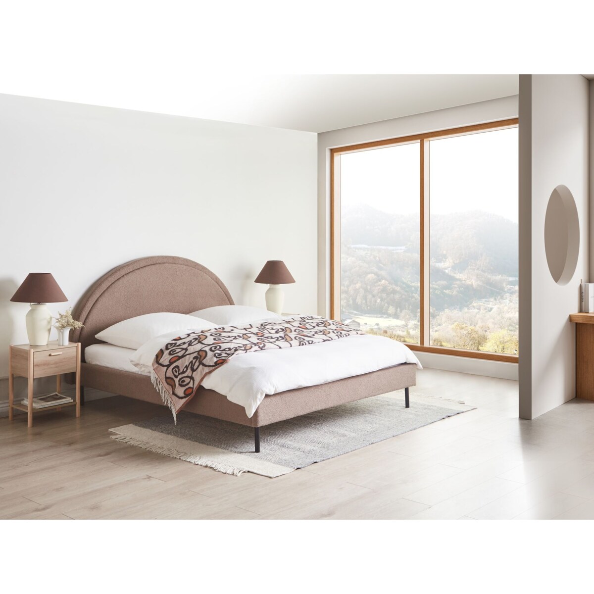 Łóżko Boucle MARGUT 160 x 200 cm Beżowoszary