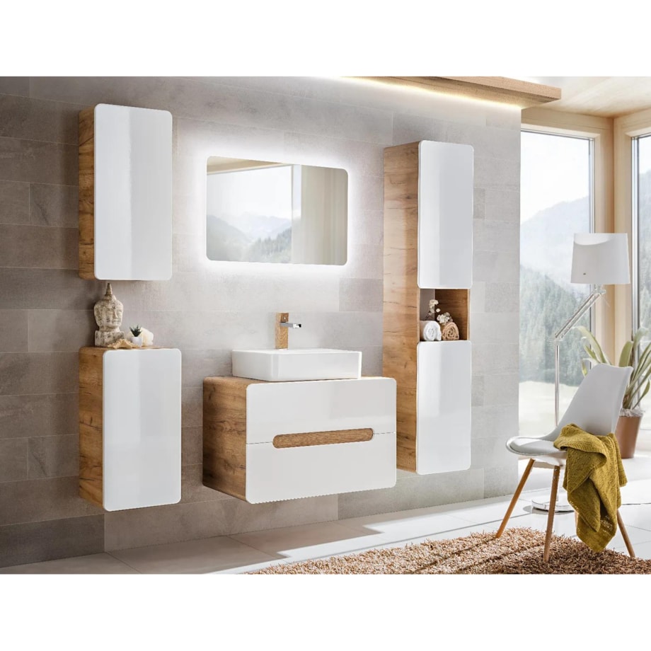 Szafka pod umywalkę ARUBA 829 80 cm biała/dąb