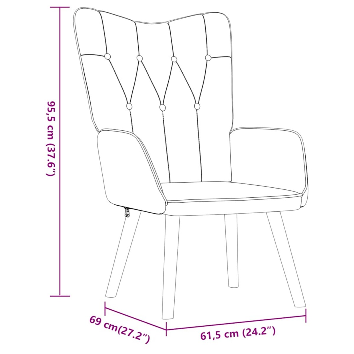 vidaXL Fotel z podnóżkiem, winna czerwień, obity tkaniną