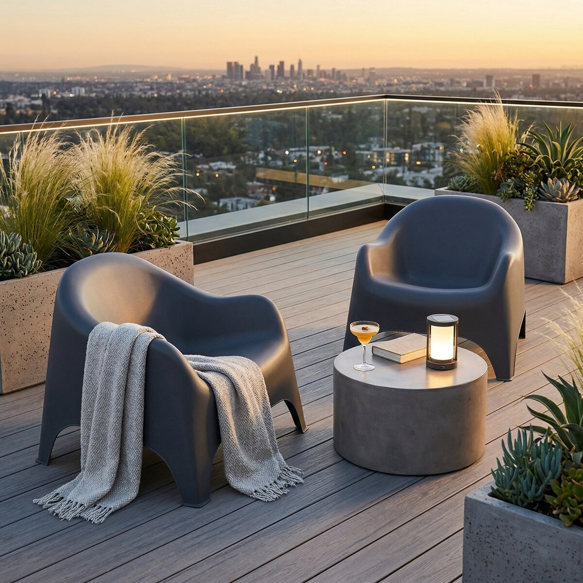 Fotel ogrodowy wypoczynkowy Dumbo na taras, balkon antracytowy